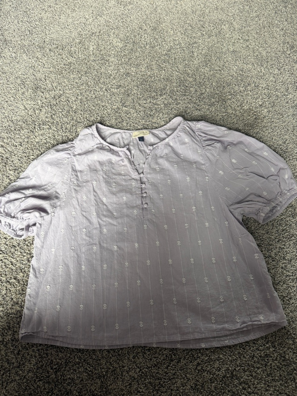 Universal Thread Lavender Button-Front Embroidered Top